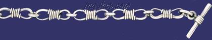 Sterling Silver 8" Bar w/Coil Handmade Bracelet 8mm - Click Image to Close