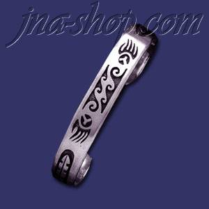 Sterling Silver Native American Design Cuff Bangle 11mm - Click Image to Close