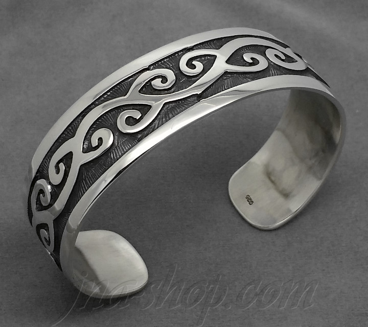 Sterling Silver Celtic Cuff Bangle 16mm - Click Image to Close