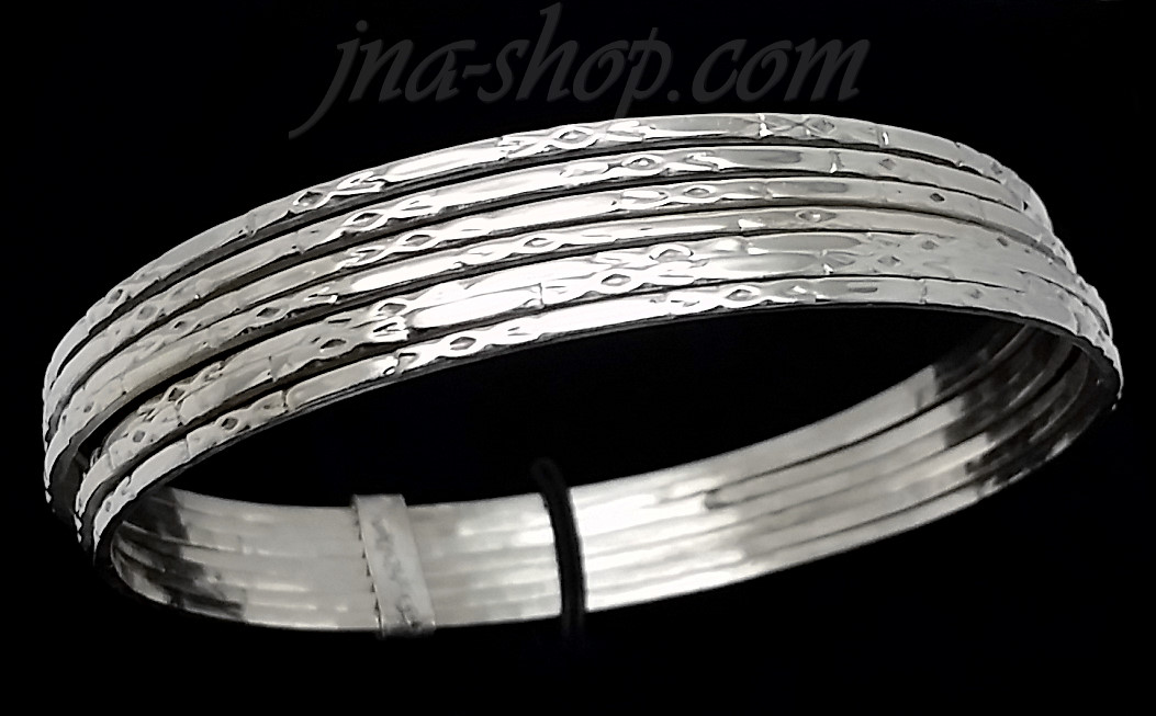 Sterling Silver 60mm Textured 7 Days Bangle 9mm - Click Image to Close