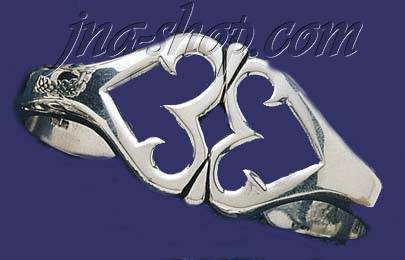 Sterling Silver 8" Gothic Hearts Handmade Cuff Bangle 29mm - Click Image to Close