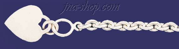 Sterling Silver 9" Heart Bracelet 6mm - Click Image to Close