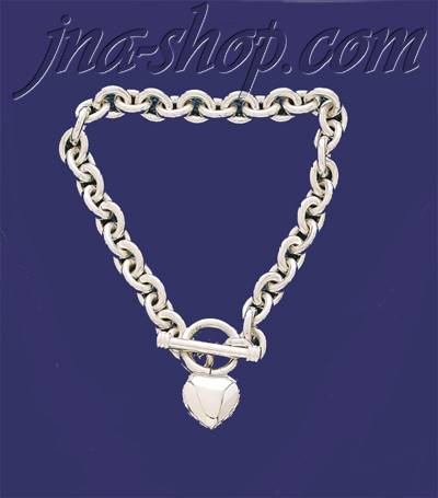 Sterling Silver 7" Heart Bracelet 7mm - Click Image to Close