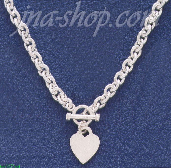 Sterling Silver 22" Heart Necklace 8mm - Click Image to Close