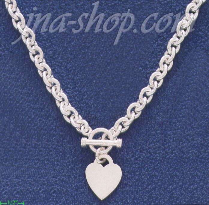 Sterling Silver 16" Heart Necklace 8mm - Click Image to Close