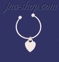 Sterling Silver 5" Heart Cuff Bangle 2.5mm - Click Image to Close