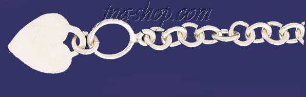 Sterling Silver 9" Heart Bracelet 9mm - Click Image to Close
