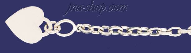 Sterling Silver 9" Heart Bracelet 6mm - Click Image to Close