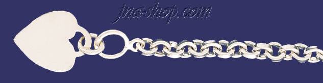 Sterling Silver 9" Heart Bracelet 7mm - Click Image to Close