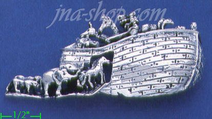 Sterling Silver Noah's Ark Brooch Pin - Click Image to Close