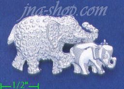 Sterling Silver Elephant Mother & Baby Brooch Pin - Click Image to Close