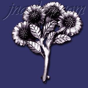 Sterling Silver Sunflowers Bouquet Brooch Pin - Click Image to Close