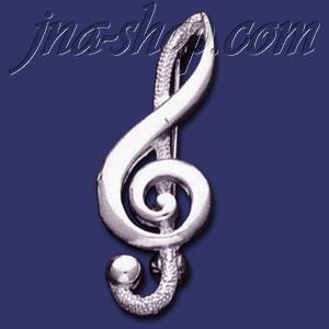 Sterling Silver Clef Brooch Pin - Click Image to Close