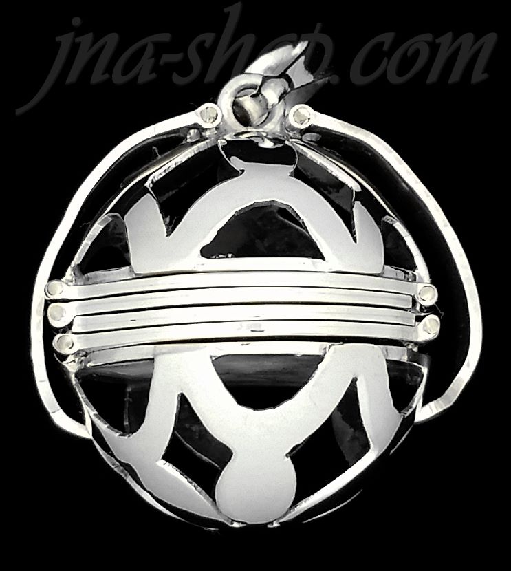 Sterling Silver 6-Picture Photo Ball Openwork Design Locket Pendant - Click Image to Close