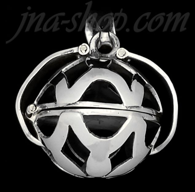 Sterling Silver 2-Picture Photo Ball Openwork Design Locket Pendant - Click Image to Close