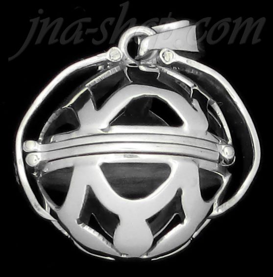 Sterling Silver 4-Picture Photo Ball Openwork Design Locket Pendant - Click Image to Close