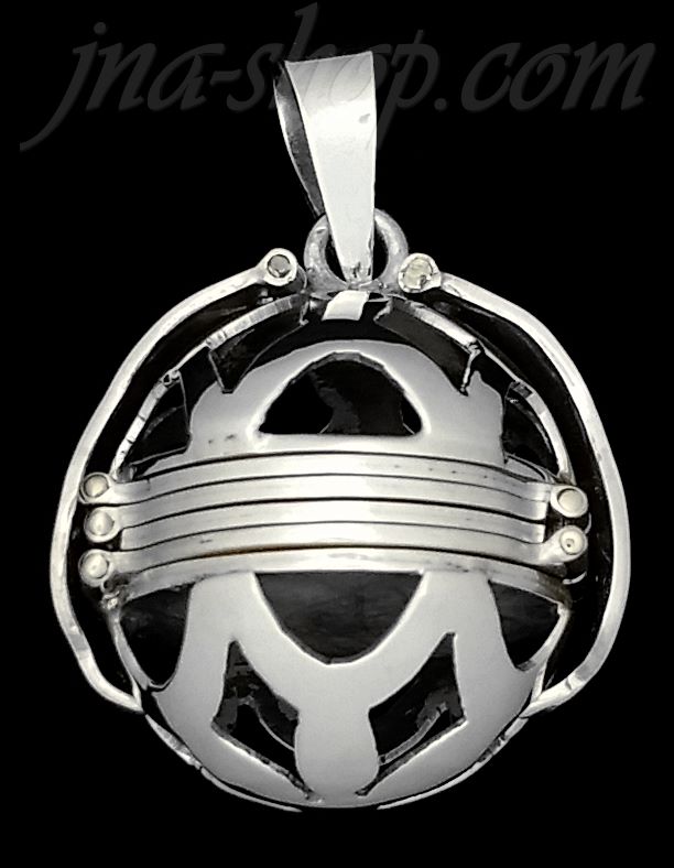 Sterling Silver 6-Picture Photo Ball Openwork Design Locket Pendant - Click Image to Close