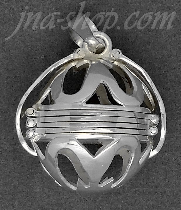 Sterling Silver 6-Picture Photo Ball Openwork Design Locket Pendant - Click Image to Close