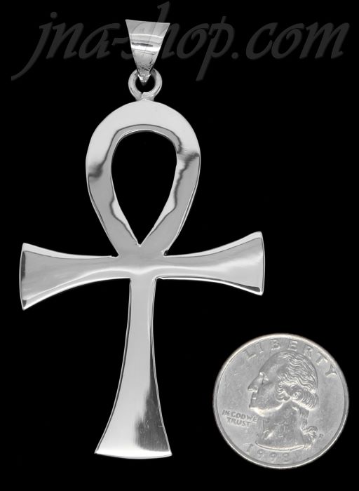 Sterling Silver Ankh Ansate Cross Charm Pendant - Click Image to Close