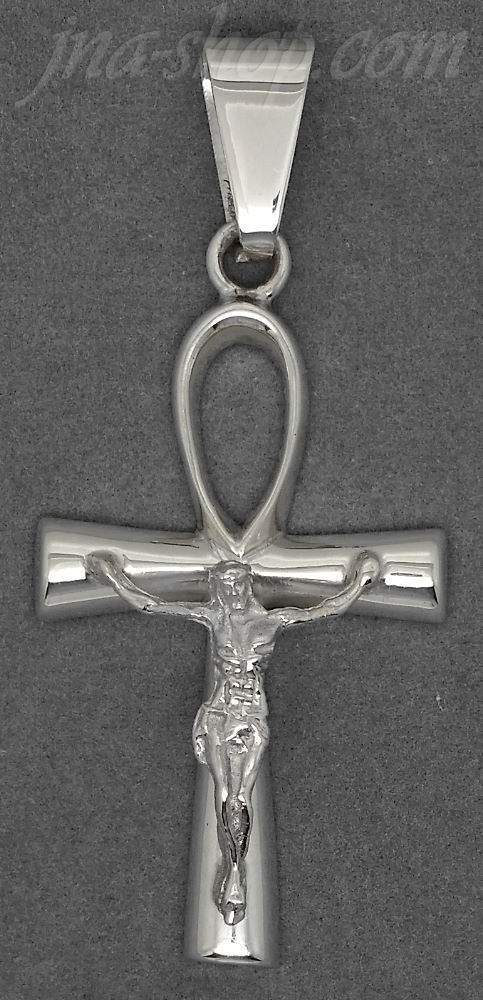 Sterling Silver Crucifix Ankh Ansate Cross Charm Pendant - Click Image to Close