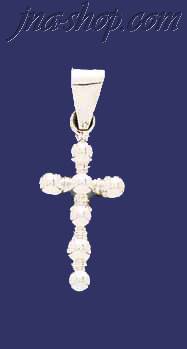 Sterling Silver Bead Cross Charm Pendant - Click Image to Close