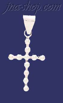 Sterling Silver Bead Cross Charm Pendant - Click Image to Close