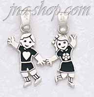 Sterling Silver Boy & Girl Charm Pendant - Click Image to Close