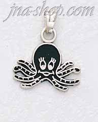 Sterling Silver Octopus Charm Pendant - Click Image to Close