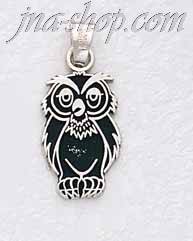 Sterling Silver Owl Charm Pendant - Click Image to Close