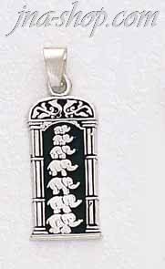 Sterling Silver Elephants Good Luck Charm Pendant - Click Image to Close