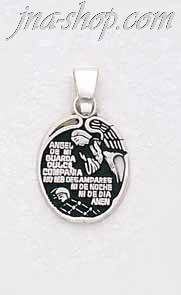 Sterling Silver Angel de mi Guardia Charm Pendant - Click Image to Close