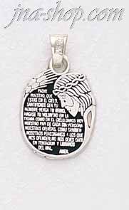 Sterling Silver Padre Nuestro Charm Pendant - Click Image to Close