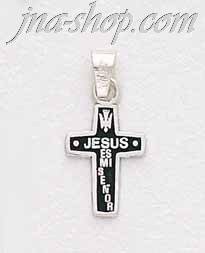 Sterling Silver Cross Jesus Es Mi Señor Charm Pendant - Click Image to Close