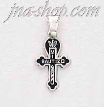 Sterling Silver Cross Mi Bautizo Charm Pendant - Click Image to Close