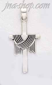 Sterling Silver Cross w/Shroud Charm Pendant - Click Image to Close