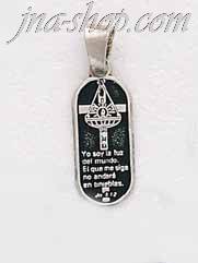 Sterling Silver Christian "Yo la luz..." Charm Pendant - Click Image to Close