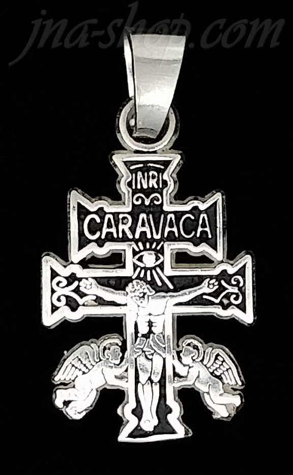 Sterling Silver Cross INRI CARAVACA Charm Pendant - Click Image to Close