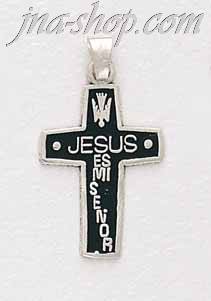 Sterling Silver Cross Jesus Es Mi Señor Charm Pendant - Click Image to Close