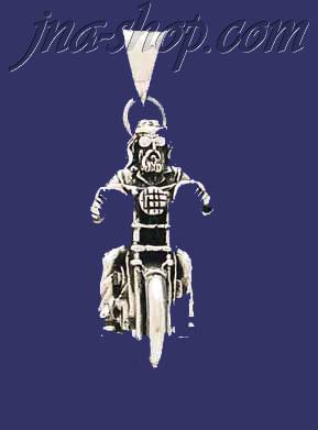 Sterling Silver Biker on Bike Charm Pendant - Click Image to Close