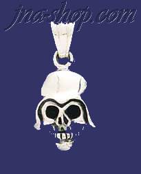 Sterling Silver Skull w/Helmet Charm Pendant - Click Image to Close