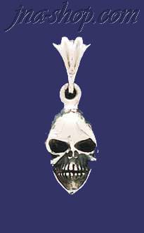 Sterling Silver Skull Charm Pendant - Click Image to Close