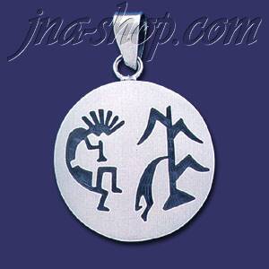 Sterling Silver Native American Design Charm Pendant - Click Image to Close