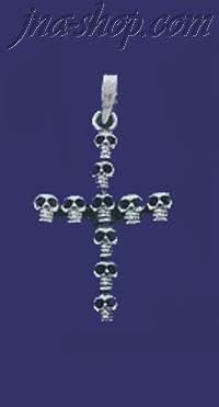 Sterling Silver Skulls Cross Charm Pendant - Click Image to Close