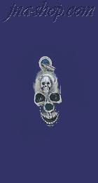 Sterling Silver Skull w/Small Skull on Forehead Charm Pendant - Click Image to Close