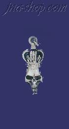 Sterling Silver Skull w/Crown Charm Pendant - Click Image to Close