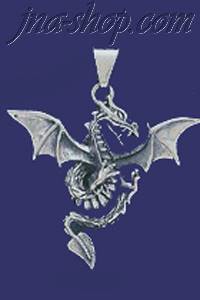 Sterling Silver Winged Dragon Charm Pendant - Click Image to Close