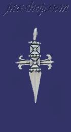 Sterling Silver Dagger w/Fleur-de-lis Charm Pendant - Click Image to Close