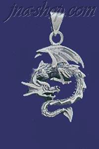 Sterling Silver Winged Dragon Charm Pendant - Click Image to Close