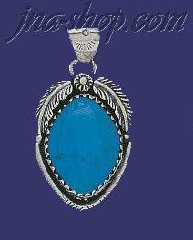 Sterling Silver Feathers Genuine American Indian Turquoise Charm - Click Image to Close