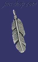 Sterling Silver Feather Genuine American Indian Charm Pendant - Click Image to Close